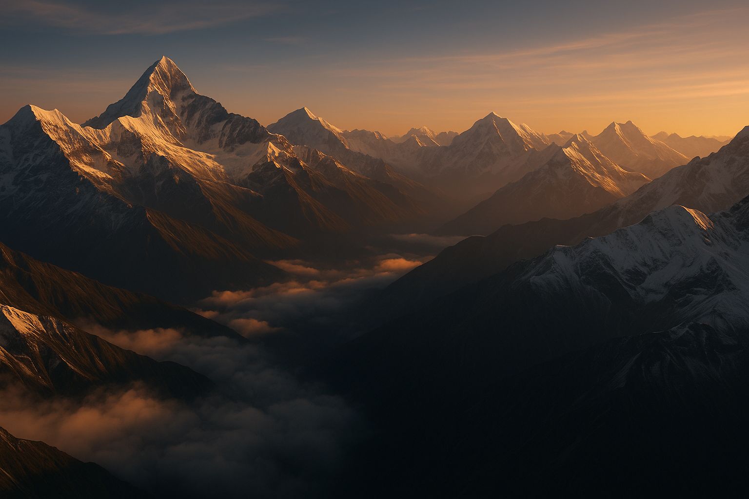 The Himalayan Range at Dusk